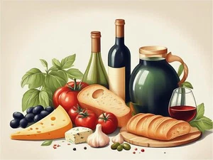 Tile Mural Wine Bread Cheese Tomatoes Wall Art Kitchen Backsplash Marble Ceramic - Picture 1 of 16