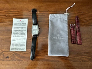 Michele Dual Time .68 Ct Diamond Bezel 26x37mm Quartz Ladies Watch - Picture 1 of 3