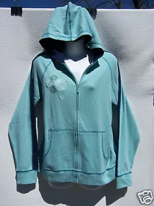 QVC Sport Savvy DuoStretch Women’s Green & Navy Embroidered Hooded Jacket M NWT - Picture 1 of 9