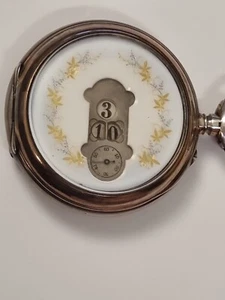 AEBY & LANDRY Digital , Jump-Hour, Silber Taschenuhr um 1885-1887 mit Wappen RAR - Bild 1 von 12