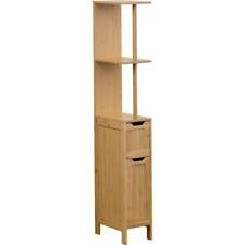 Linen Cabinet Slim With 2-Doors Bamboo 7.2"W x 12"D x 51.4"H FreeStanding Brown