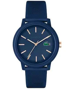 NEW- Lacoste Men's L.12.12 Navy Silicone Strap Watch, 42mm - Picture 1 of 3
