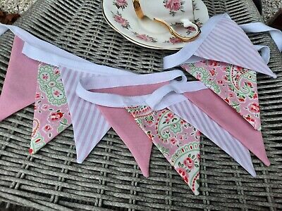 2m Mini ( 4 X 4 Inch Flags ) Shabby Chic Vintage Pinks Bunting By Pretty Bunting • 5.96£