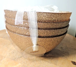 4 Akcam Gold Glitter Soup Cereal Bowls Turkish Glass NWT - Picture 1 of 3