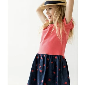 VGUC Hanna Andersson Girls Embroidered Strawberries Short Sleeve Dress In Red 10 - Picture 1 of 15