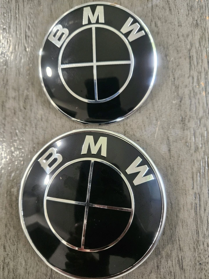 (2) BMW 95mm Hood & 82mm Trunk Badge Emblem 7 Series / X7 G07 G11 Black - Image 1 of 2