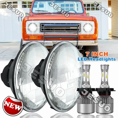 For International Harvester Scout II 1973-1980 Pair 7" Inch Round LED Headlights - Изображение 1 из 4