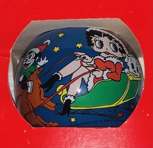 Vintage Betty Boop 1994 Round Christmas Ornament Blue NEW Bright Ideas Unlimited - Picture 1 of 4