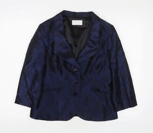 Precis Womens Blue Geometric Jacket Blazer Size 14 Button - Picture 1 of 10