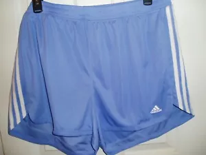 New ADIDAS Pacer Shorts Women Plus Sz 2X Blue w/ White Stripes Running NWT 0 S/H - Picture 1 of 5