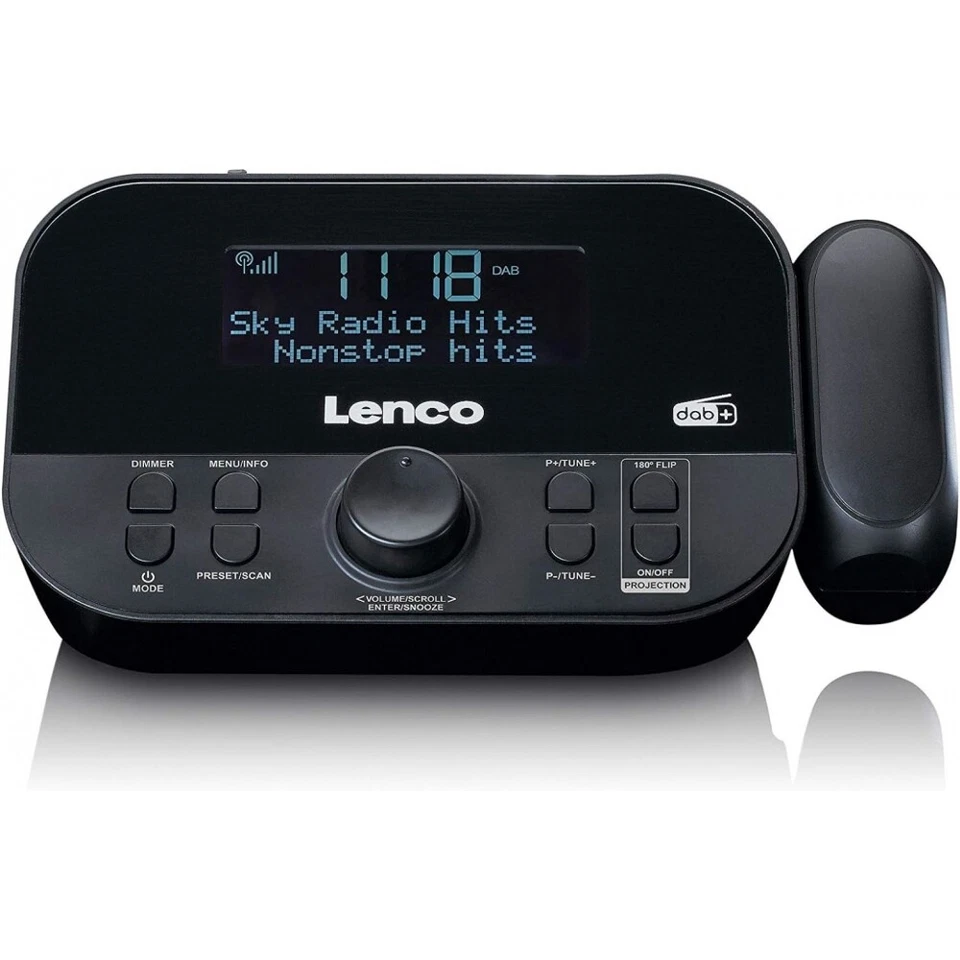 DAB /fm Uhrenradio Lenco Cr-615bk mit Projektor schwarz