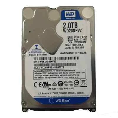 Western Digital Blue 2TB WD20NPVZ 5400RPM 8MB SATA3 2.5" Laptop Hard Drive 15mm - Image 1 of 4