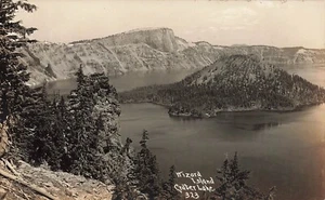 Postal Crater Lake Parque Nacional Wizard Island Oregon RPPC LP19 - Imagen 1 de 2