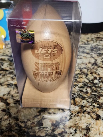 Grid Works New York Jets Wooden Engraved Football Super Bowl III Champions Cover