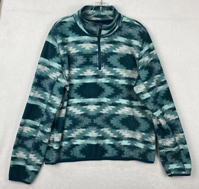 Prince & Fox Fair Isle Nordic Women XL Blue Green  Fleece Quarter Zip Pullover - Image 1 of 4