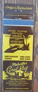 MATCHBOOK COVER: CORAL REEF RESTAURANT TROPICAL DRINKS SACRAMENTO CALIFORNIA E24 - Bild 1 von 2