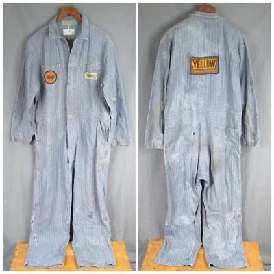 Mono de trabajo vintage años 60 amarillo flete sarga espiga sarga American Denim 46 Foto 1 de 4