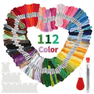 112 Colours Embroidery Thread Set, Embroidery Floss, 8 Metres 6 Thread Each - Picture 1 of 7