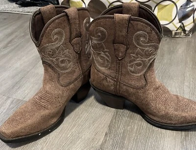 WOMENS DURANGO CRUSH  COWBOY SQ TOE BROWN SUEDE BOOTS SIZE 8 M RD3403 — 第 1/4 张图片