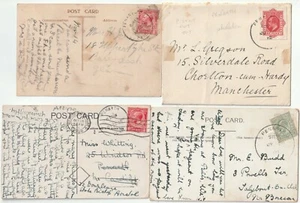 1909/28 4 DIFF PENARTH CARDIFF GLAMORGANSHIRE SKELETON POSTMARKS INCL CUT OUT 1d - Picture 1 of 2