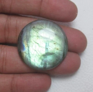 Natural Labradorite Cabochon Round 57.35 Ct Flat back Loose Gemstone H 8631 - Picture 1 of 5