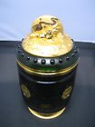 Chinese heavenly blessing heavy glass with gold metal lid jar / table decoration