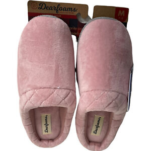Women’s Size L 9-10 Darcy Microfiber Velour Clog with Quilted Cuff Slipper Pink