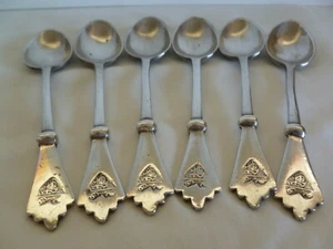 LOT OF 6  ANTIQUE OTTOMAN TURKISH IRAQI SILVER TEA SPOONS - 148 gram- 12.2 cm. - Picture 1 of 10