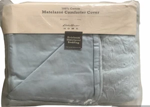 Vintage Eddie Bauer Blue Matelasse Queen Textured Comforter Cover - Picture 1 of 4