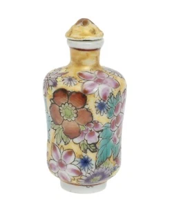 Botella de tabaco de porcelana rosa familiar china vintage con marca de hoja de artemisia - Imagen 1 de 5