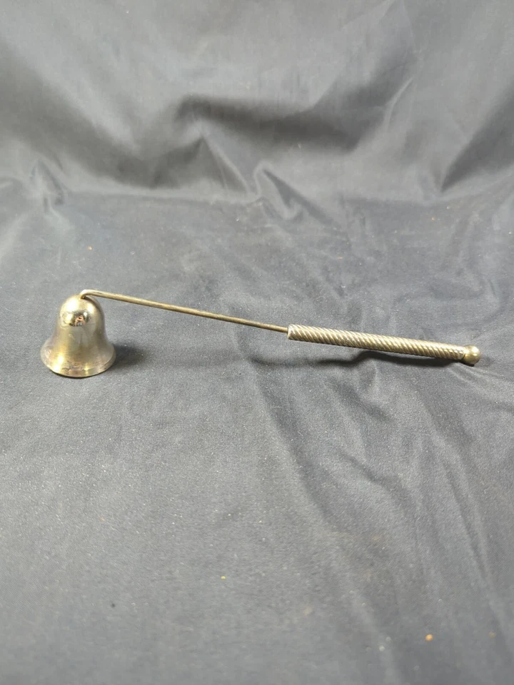 Beautiful Silver Bell Shaped Candle Snuffer 8.5" L Spiral Design Handle Classic - Image 1 of 4