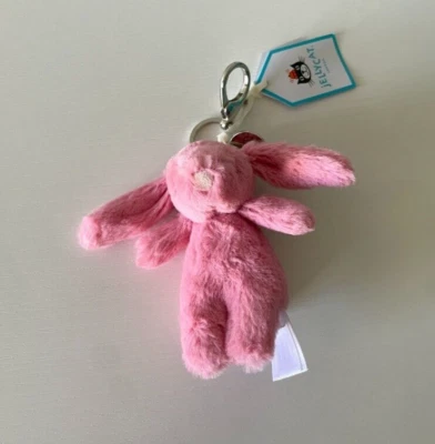 Jellycat Authentic Bashful Pink Bunny Bag Charm Keychain Plush NWT - Image 1 of 3
