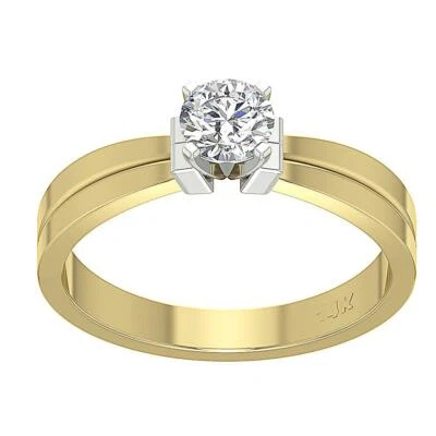 Juego de anillos solitario de diamantes naturales de aniversario SI1 G 0,35 quilates de oro amarillo de 14 quilates Foto 1 de 4