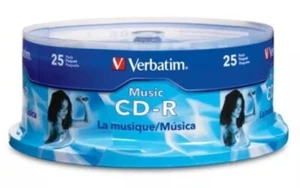 Verbatim Music CD-R 80min 40x with Branded Surface - 25pk Spindle (VER96155) - Picture 1 of 2