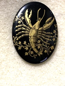 * INVENTORY SALE*LG. 40X30MM RARE VTG. W. GERMAN ZODIAC CABOCHON- "CANCER".blk - Picture 1 of 10