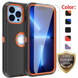For iPhone 13 12 11 Pro Max XR XS MAX Heavy Duty Phone Case+HD Screen Protector - Picture 1 of 21