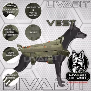 LIVABIT OD Verde Policía Perro Táctico 1000D Molle Chaleco Arnés Canino Pequeño - Imagen 1 de 2