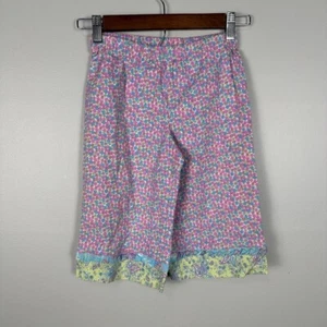 Hanna Andersson Girls Size 110 / 5 Cropped Capri Pants Floral Pink Purple - Picture 1 of 3