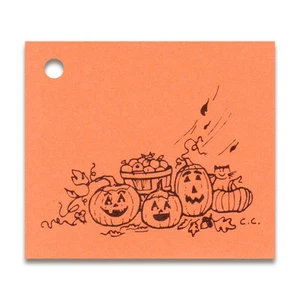 50 PUMPKINS AUTUMN FALL PRICE HANG TAGS CROW 1-3/4"x 2-1/8"~Tie On~Crafts - Picture 1 of 1