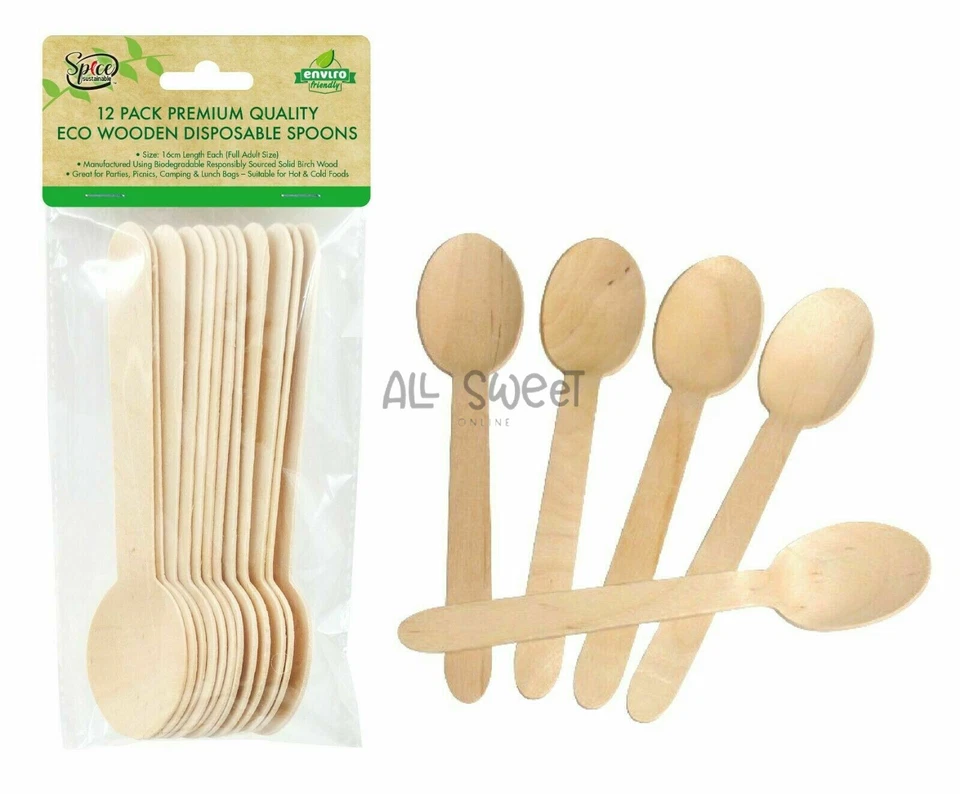 ECO WOODEN SPOON CUTLERY BULK CATERING PACK PARTY WEDDING EVENT FUNCTION SPOONS - image 1 of 1