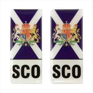 2x 98x42mm SCO Escocés de Armas Bandera Número Placa Gel Cúpula Pegatinas Calcomanía Insignia - Imagen 1 de 2