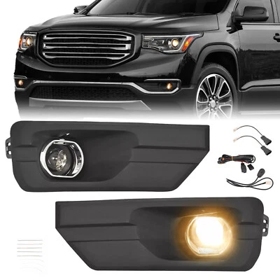 For GMC Acadia 2013-2016 Front Bumper Lamps Pair Fog Lights w/Wiring Switch Kits - Image 1 of 4
