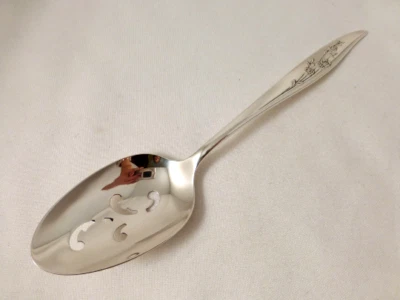 Young Love by Oneida Sterling Silver Pierced Table Serving Spoon - 8-1/4" - Image 1 of 4