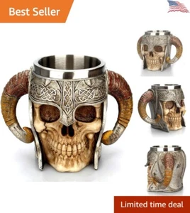 Exquisite Intricate Spooky Skull Mug - Viking Halloween Coffee Cup - 18.60oz - Picture 1 of 7