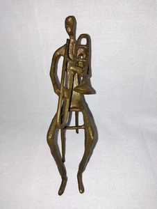 Vintage Cast Metal Seated Sculpture Of A Musician Figure - Picture 1 of 12