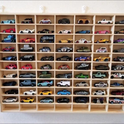 FOR Hot Wheels Diecast Car Matchbox 1/64 Display Wooden Unit Shelf Toy Storage