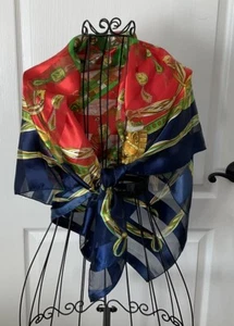 Scarf Women's Multicolor Italy Jewels Gems 39” Square Vintage Classic 90’s - Picture 1 of 10