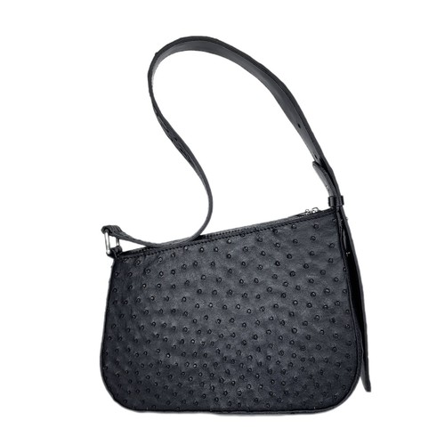 COACH Borsa a tracolla donna VERA pelle di struzzo lusso esotico nera borsetta fatta a mano