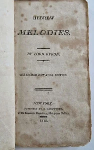 Lord Byron Hebrew Melodies 1815 rare New York 2nd Edition poetry collection - Picture 1 of 9
