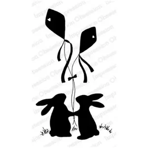 Impression Obsession Easter Wood Mounted Rubber Stamp "Flying Kites" H20443 - Picture 1 of 1